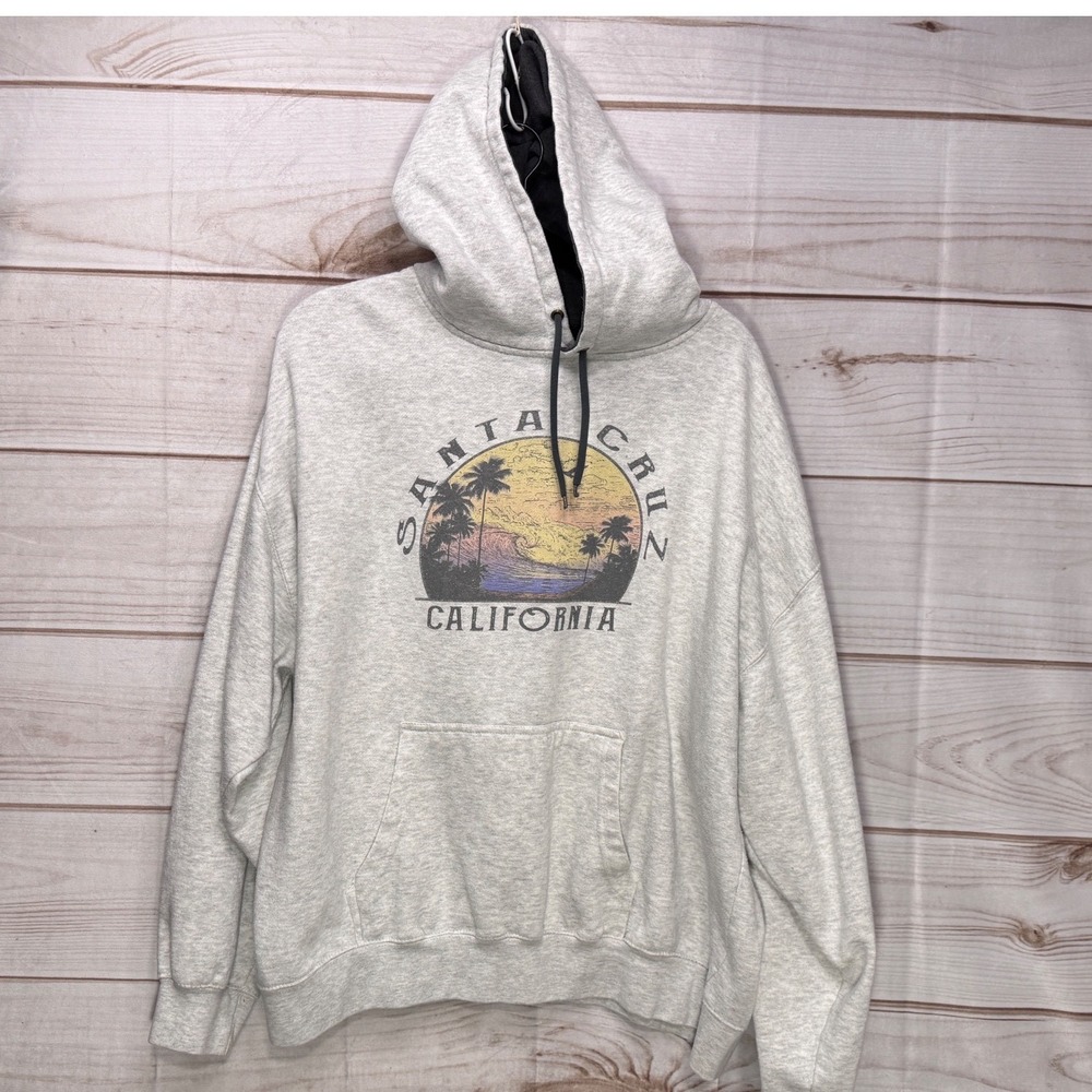 Prairie Mountain Hoodie Mens XXL Gray Santa Cruz California Graphic